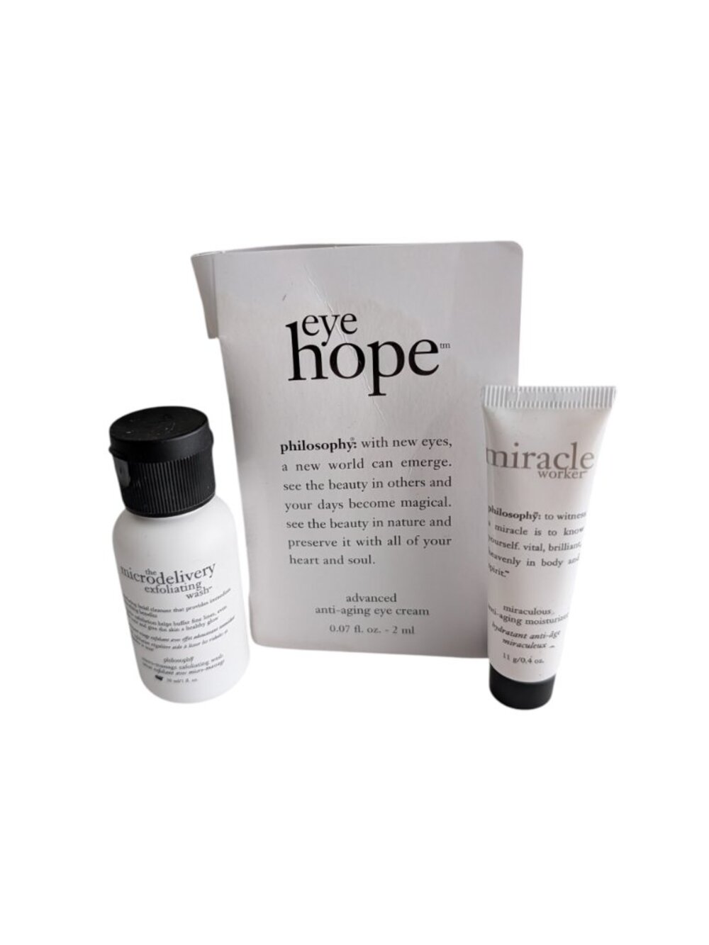 Philosophy Travel Sz Lot Microdelivery Exfoliating Wash Eye Hope Miracle Worker